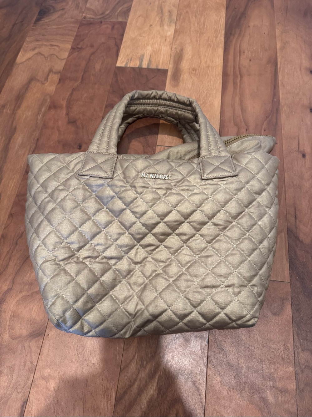 MZ Wallace Quilted Metallic Taupe Tote